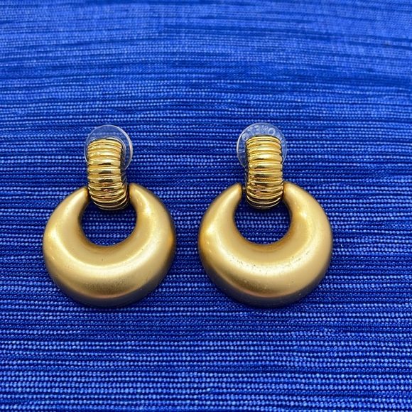 Monet Jewelry - Vintage Monet Gold Plated Hoop Earrings